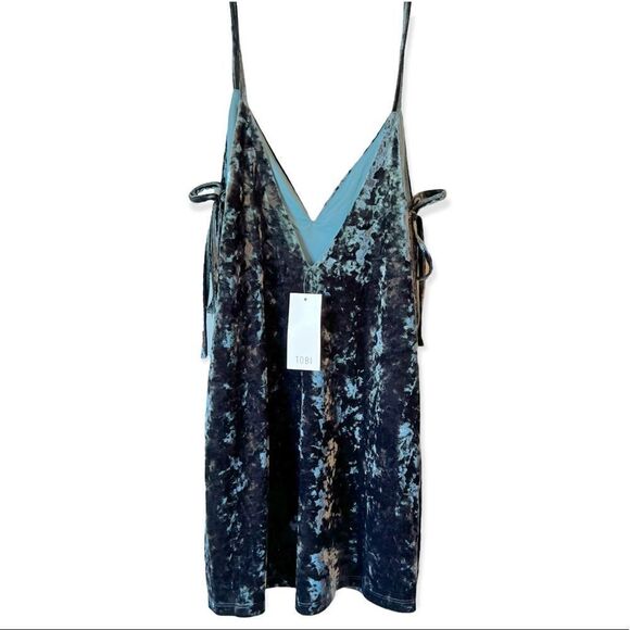TOBI Teal Velvet Valari Cami Shift Dress - Picture 9 of 11